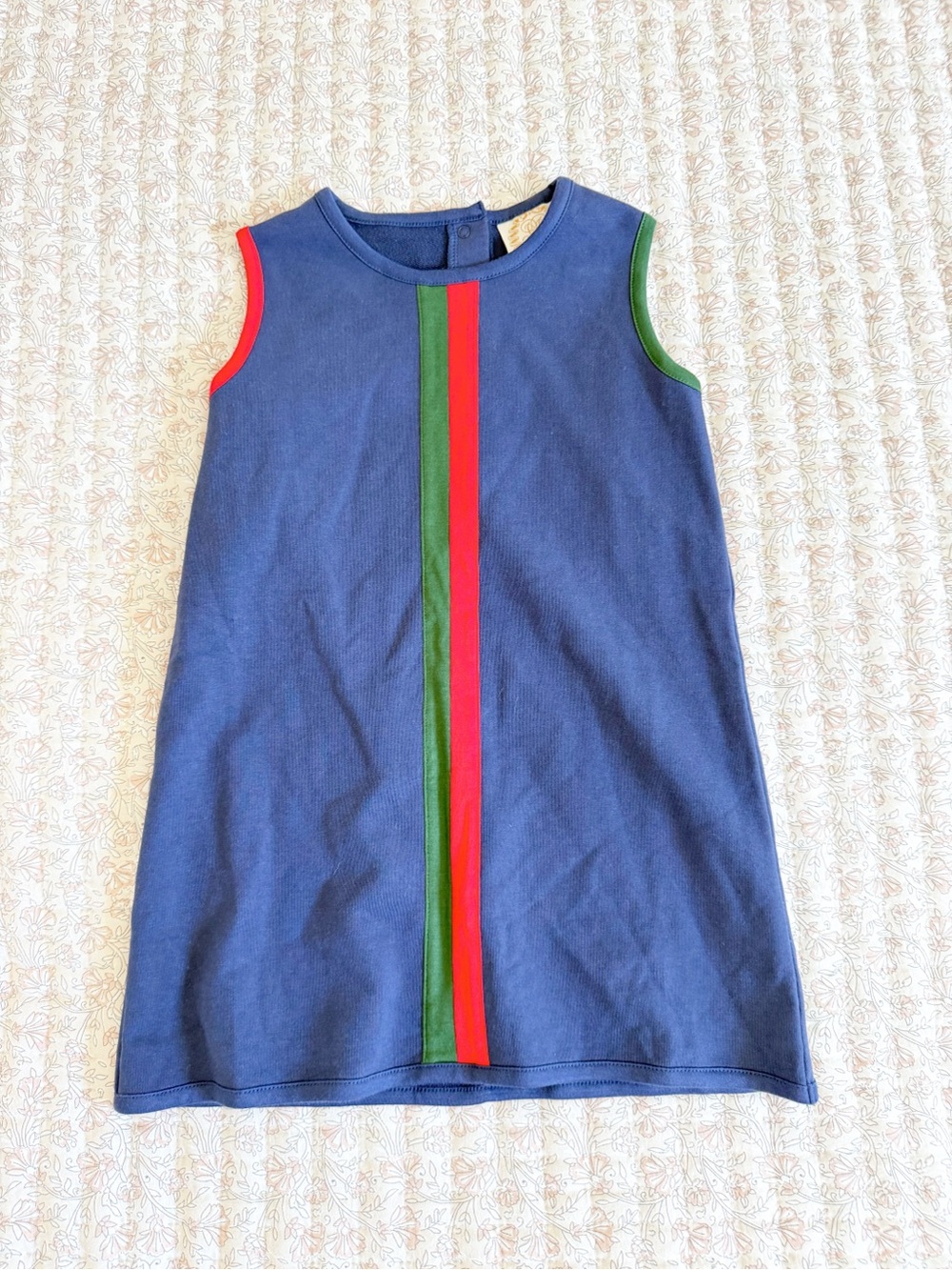 The Beaufort Bonnet Company Navy Dress with Red & Green Center Stripe